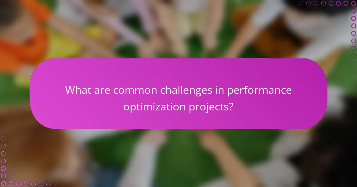 What are common challenges in performance optimization projects?