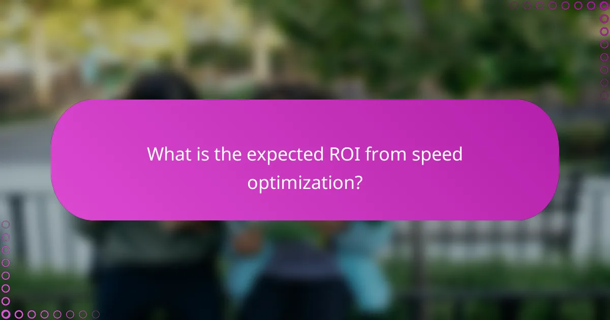 What is the expected ROI from speed optimization?
