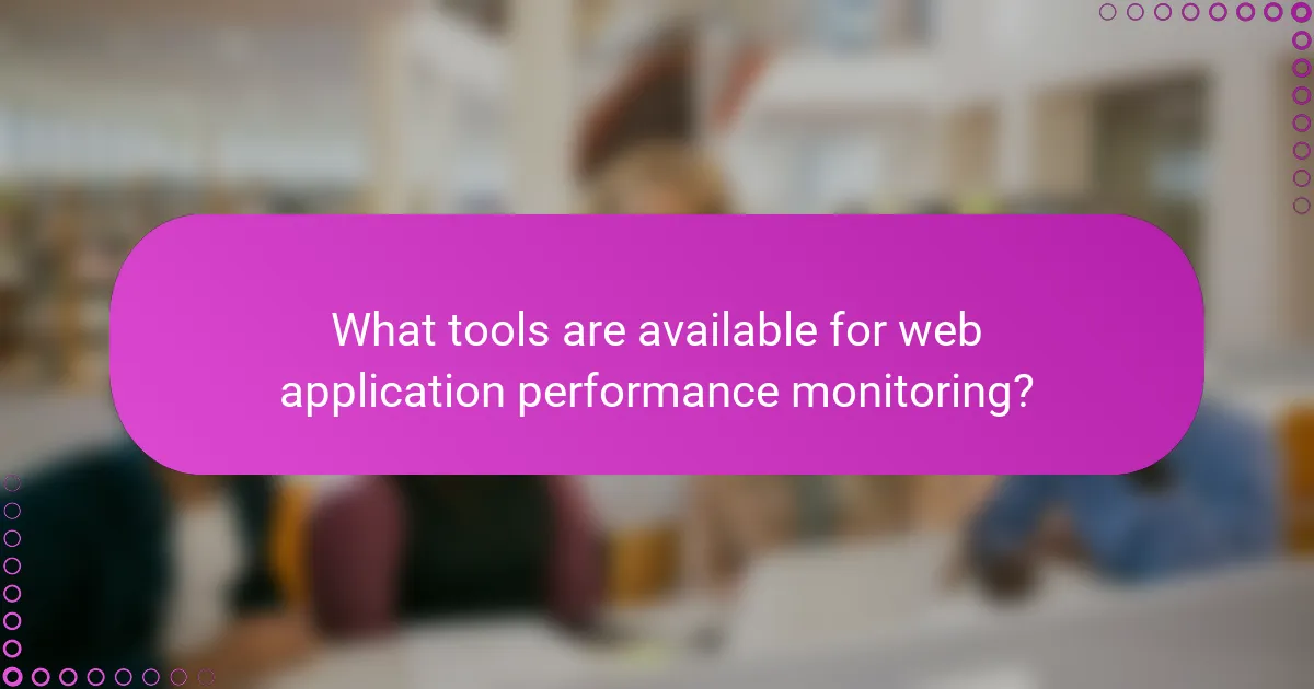 What tools are available for web application performance monitoring?